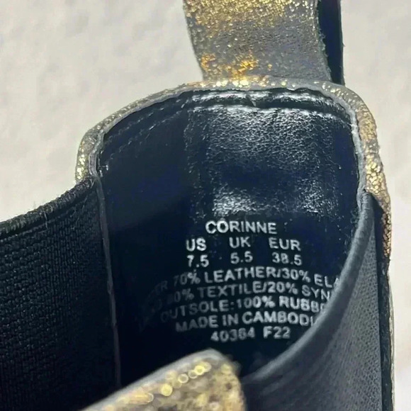 LAUREN RALPH LAUREN Womens Corinne Round Toe Block Heel Black & Bronze Booties - Picture 9 of 10